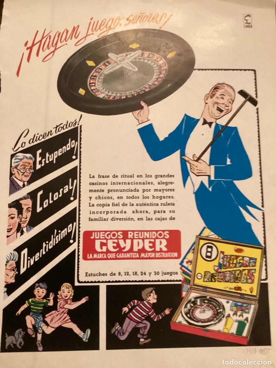 Coleccionismo de Revistas y Peri&oacute;dicos: JUEGOS REUNIDOS GEYPER 1956 HOJA REVISTA