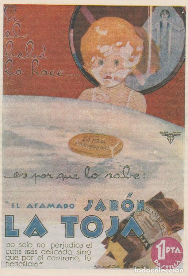 Coleccionismo de revistas y peri&oacute;dicos: Publicidad jab&oacute;n La Toja / dibujo de Aristo T&eacute;llez -1929