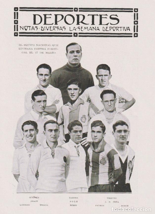 Coleccionismo de revistas y peri&oacute;dicos: * F&Uacute;TBOL * Selecci&oacute;n nacional: Quesada, Prast, Lazcano, Triana, Zamora, Urquizu&hellip; -1929