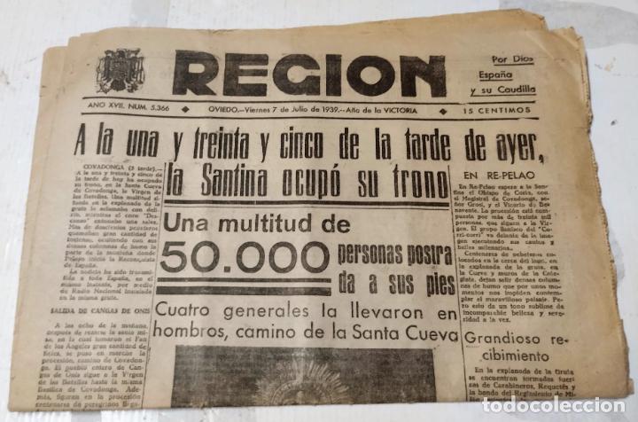 Coleccionismo de Revistas y Peri&oacute;dicos: Regi&oacute;n, Oviedo, 7 de julio de 1939