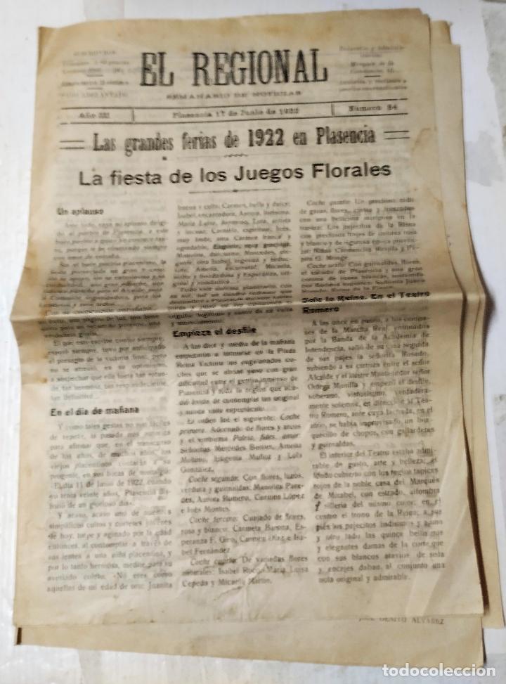 Coleccionismo de Revistas y Peri&oacute;dicos: El Regional, Semanario de noticias, Plasencia 17 de junio de 1922. Grandes ferias de 1922