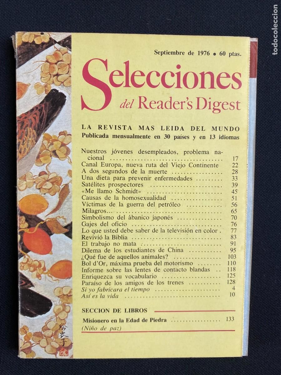 Collection Magazines and Newspapers: SELECCIONES DEL READER&acute;S DIGEST.SEPTIEMBRE 1976. CAUSAS DE LA HOMOSEXUALIDAD