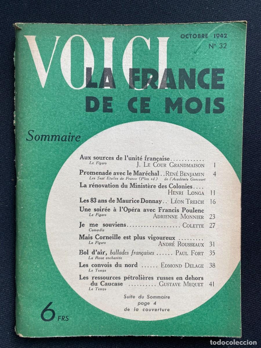 Coleccionismo de Revistas y Peri&oacute;dicos: VOICI LA FRANCE DE CE MOIS OCTOBRE 1942 n&ordm;32