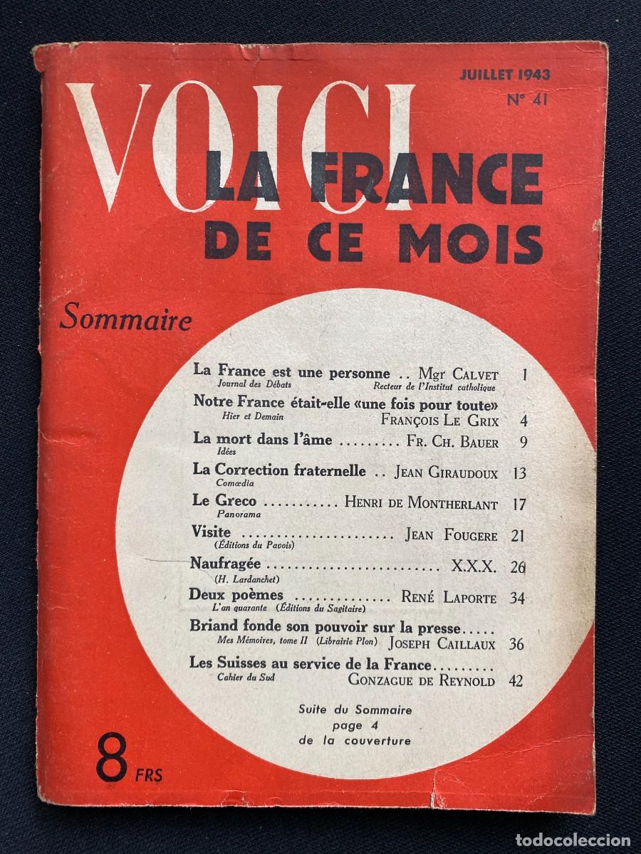 Coleccionismo de Revistas y Peri&oacute;dicos: VOICI LA FRANCE DE CE MOIS JULLIET 1943 n&ordm;41