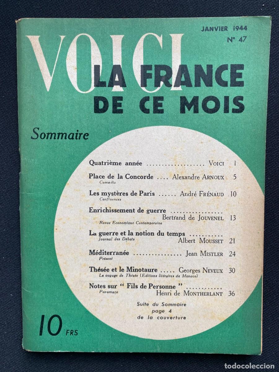 Coleccionismo de Revistas y Peri&oacute;dicos: VOICI LA FRANCE DE CE MOIS JANVIER 1944 n&ordm; 47