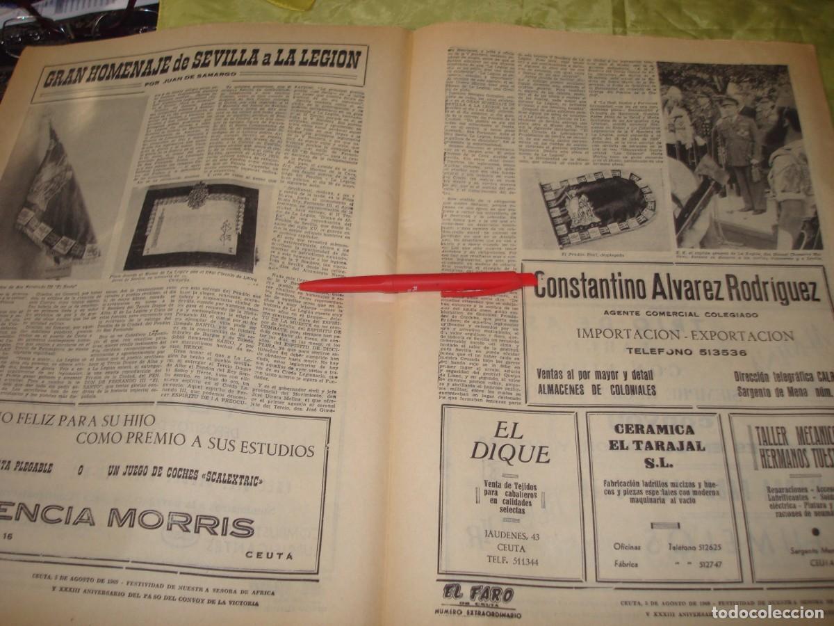 Coleccionismo de revistas y peri&oacute;dicos: PERIODICO EL FARO DE CEUTA. HOMENAJE DE SEVILLA A LA LEGION. AGOSTO 1969
