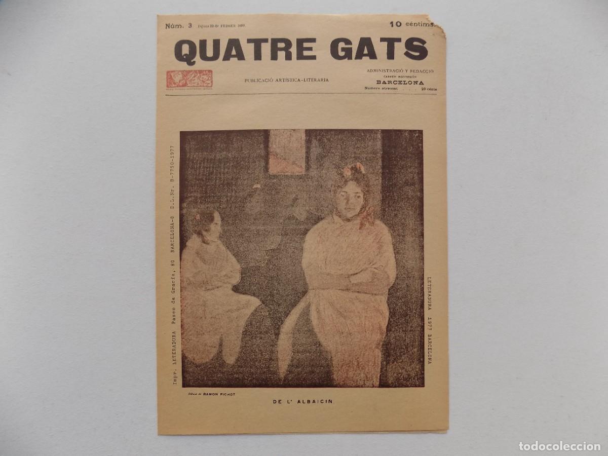 Coleccionismo de revistas y peri&oacute;dicos: LIBRERIA GHOTICA. QUATRE GATS. N&Uacute;M. 3. PUBLICACI&Oacute; ARTISTICA-LITERARIA. FEBRER 1899. FOLIO. FACSIMIL