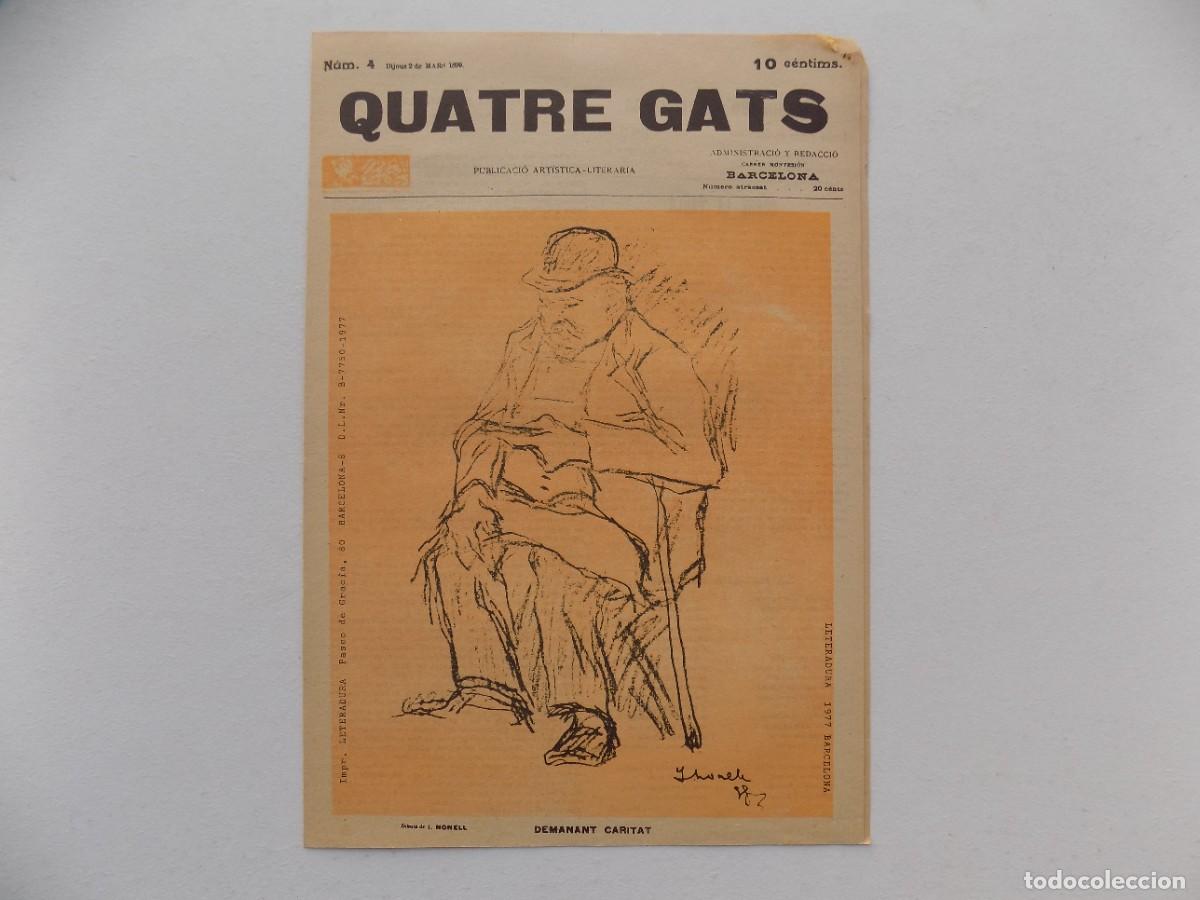 Collezionismo di Riviste e Giornali: LIBRERIA GHOTICA. QUATRE GATS. N&Uacute;M. 4. PUBLICACI&Oacute; ARTISTICA-LITERARIA. MARS 1899. FOLIO. FACSIMIL