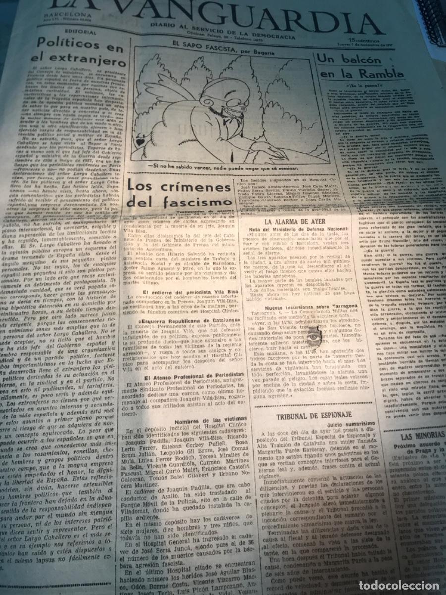Coleccionismo de Revistas y Peri&oacute;dicos: LA VANGUARDIA. 9 diciembre 1937. Fascismo. Attlee. Mediana.