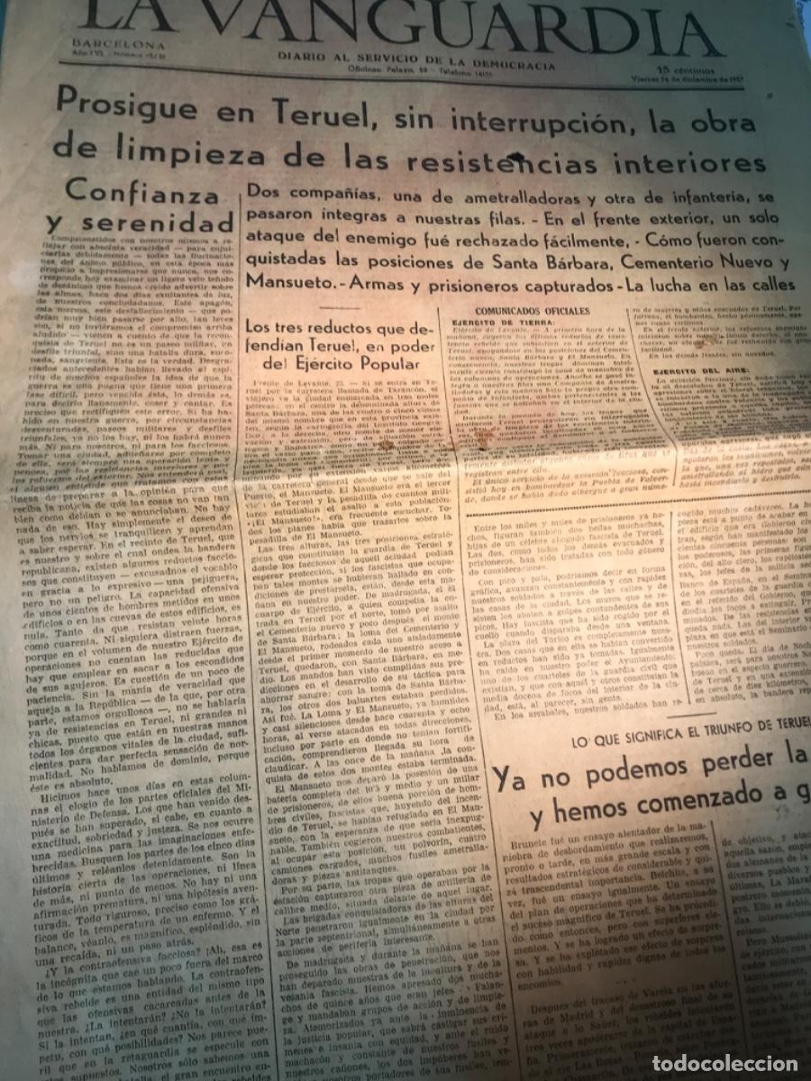 Colecionismo de Revistas e Jornais: LA VANGUARDIA. 24 diciembre 1937. Teruel. Cerro de la Muerte. Alto Aragon. Trenes en Bas, Darnius