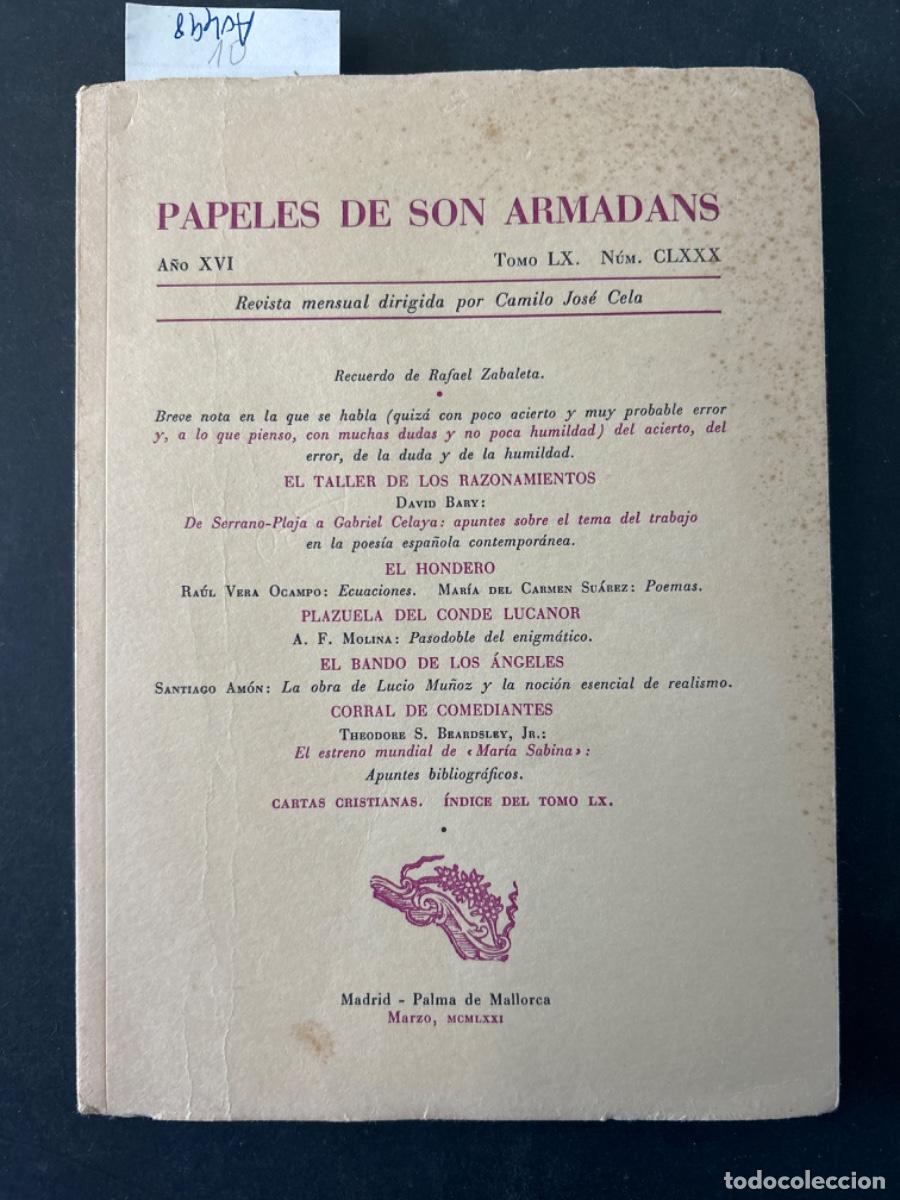 Colecionismo de Revistas e Jornais: PAPELES DE SON ARMADANS, TOMO LX, NUM CLXXX, MARZO 1971