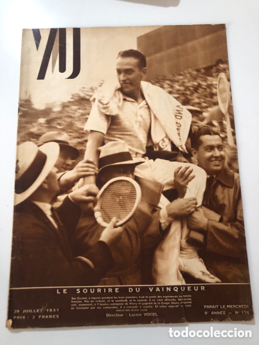Coleccionismo de Revistas y Peri&oacute;dicos: Revista Vu 1931 tenis copa davis henri Cochet revoluci&oacute;n espa&ntilde;ola sevilla ciclismo tour de Francia