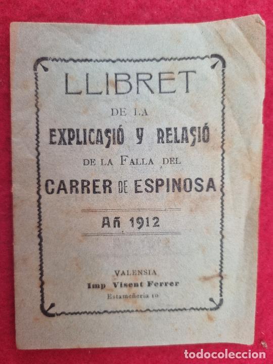 Coleccionismo de Revistas y Peri&oacute;dicos: REVISTA FALLERA FALLAS DE VALENCIA LLIBRET FALLA CARRER DE ESPINOSA PEQUE&Ntilde;O 1912 ORIGINAL , RF2