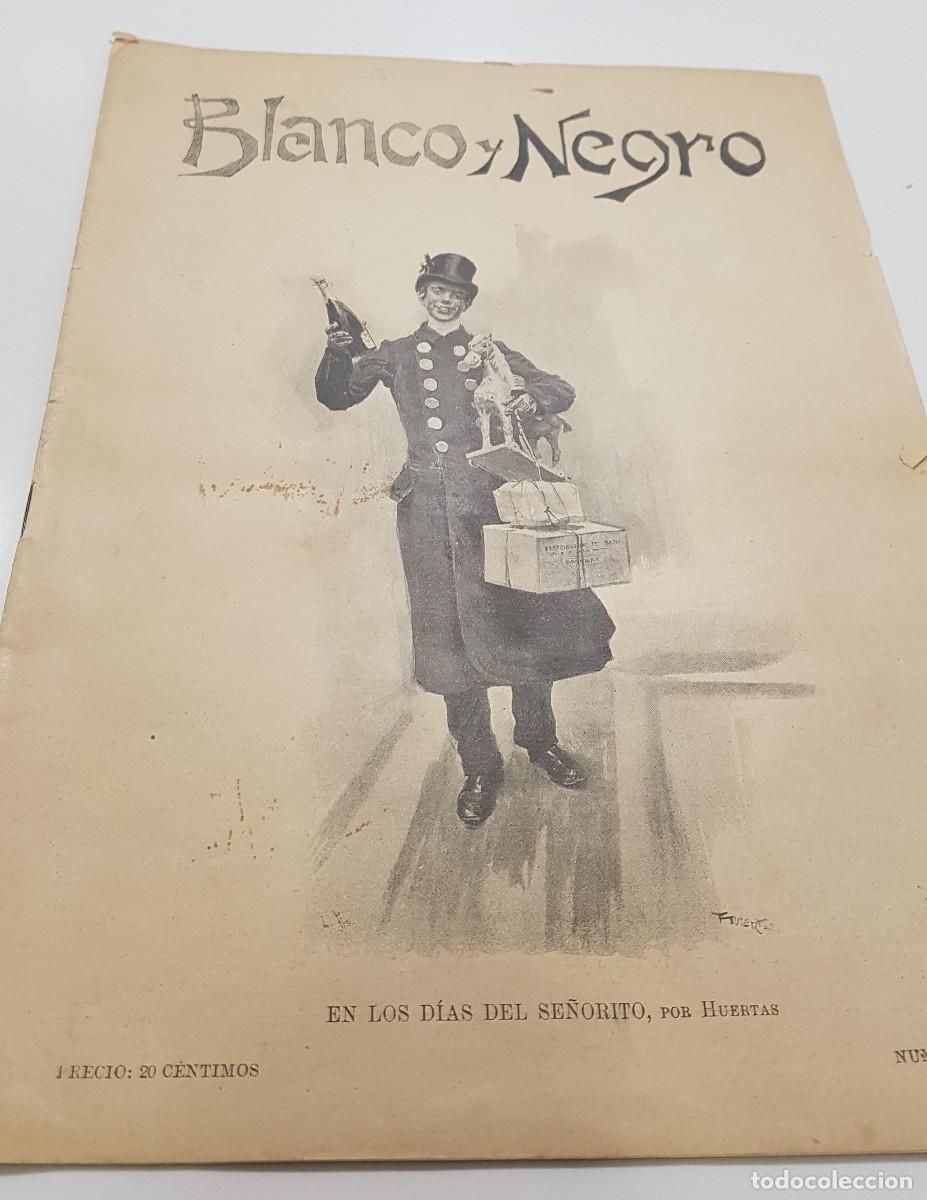 Sammeln von Zeitschriften und Zeitungen: REVISTA BLANCO Y NEGRO 1895. GENERAL MANUEL PAVIA. HUMOR INVASION CICLISTA. EL PAN DEL POBRE