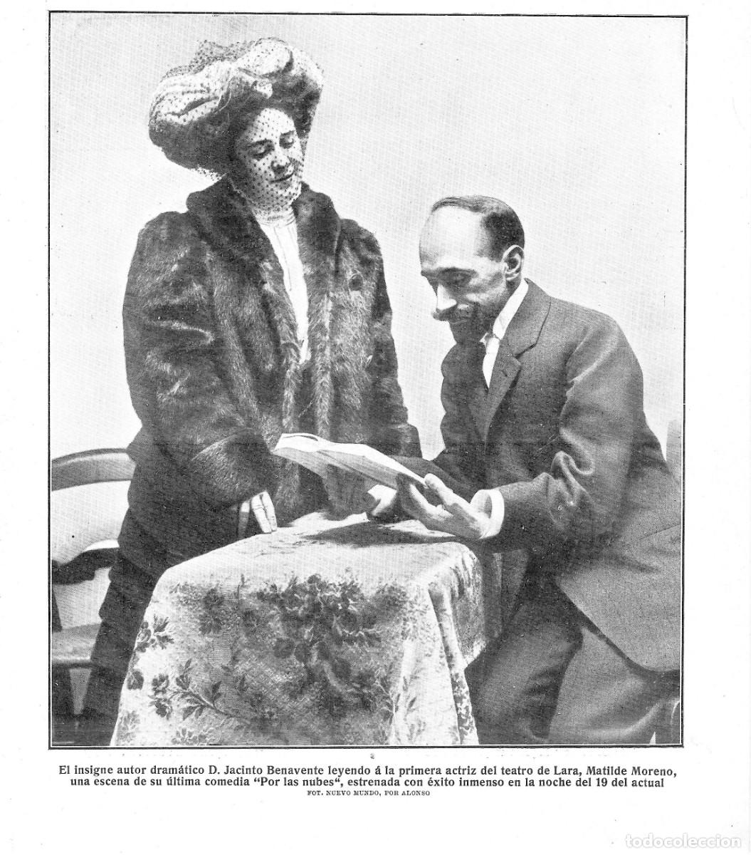 Coleccionismo de Revistas y Peri&oacute;dicos: 1909 HOJA REVISTA MADRID TEATRO LARA JACINTO BENAVENTE ACTRIZ MATILDE LARA OBRA 'POR LAS NUBES'