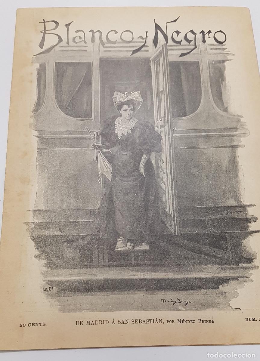 Collezionismo di Riviste e Giornali: REVISTA BLANCO Y NEGRO 1895. ESTACION DEL NORTE MADRID. FERIA VALENCIA. AGUADORA. HUMOR EL RAP&Eacute;