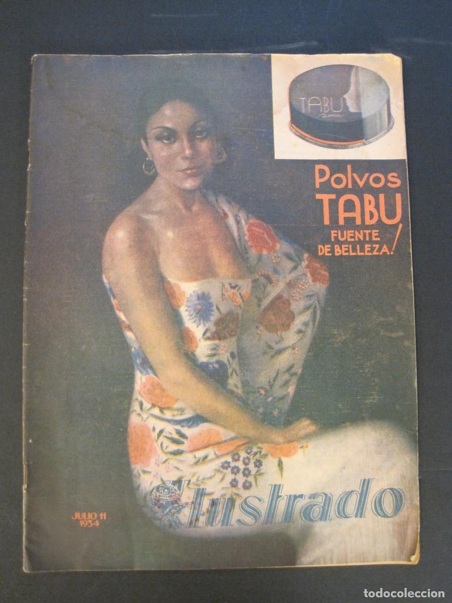 Collection Magazines and Newspapers: ILUSTRADO-JULIO A&Ntilde;O 1934-PUBLICIDAD POLVOS TABU EN PORTADA-REVISTA ANTIGUA-VER FOTOS-(V-24.176)
