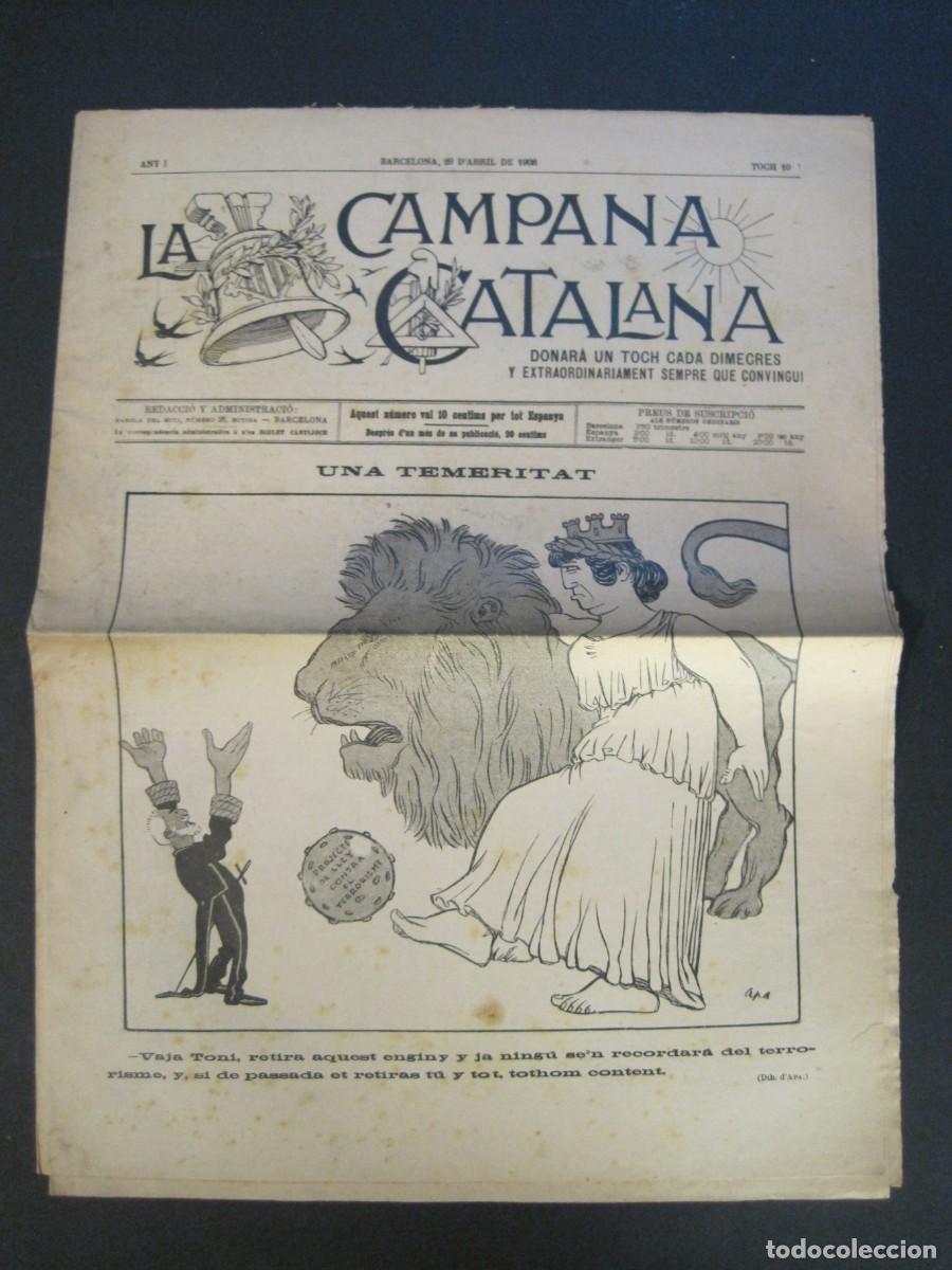 Collection Magazines and Newspapers: LA CAMPANA CATALANA-NUMERO 10-29 DE ABRIL DE 1908-REVISTA ANTIGA-APELES MESTRES-VER FOTOS-(V-24.194)