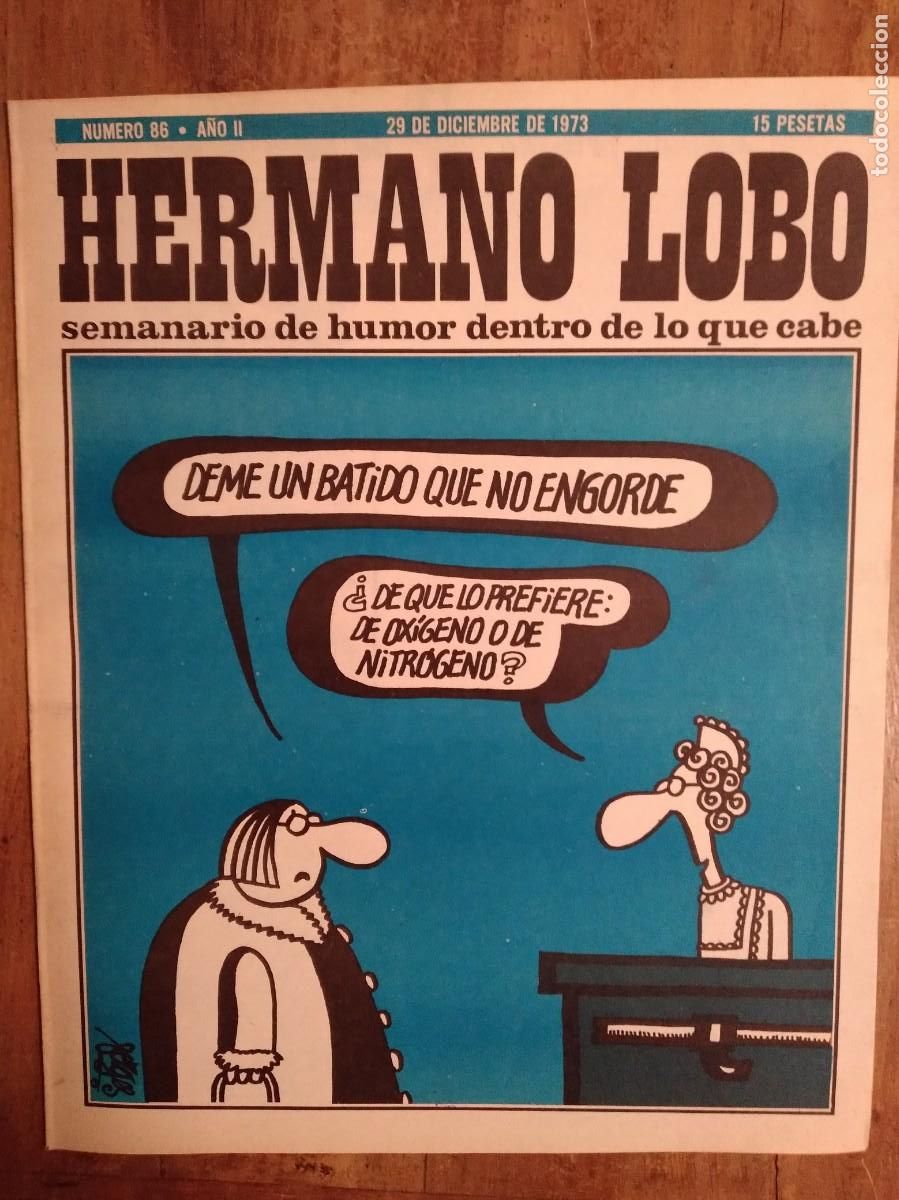 Coleccionismo de revistas y peri&oacute;dicos: HERMANO LOBO. SEMANARIO DE HUMOR DENTRO DE LO QUE CABE. N&ordm; 86 A&Ntilde;O II. 29 DE DICIEMBRE DE 1973