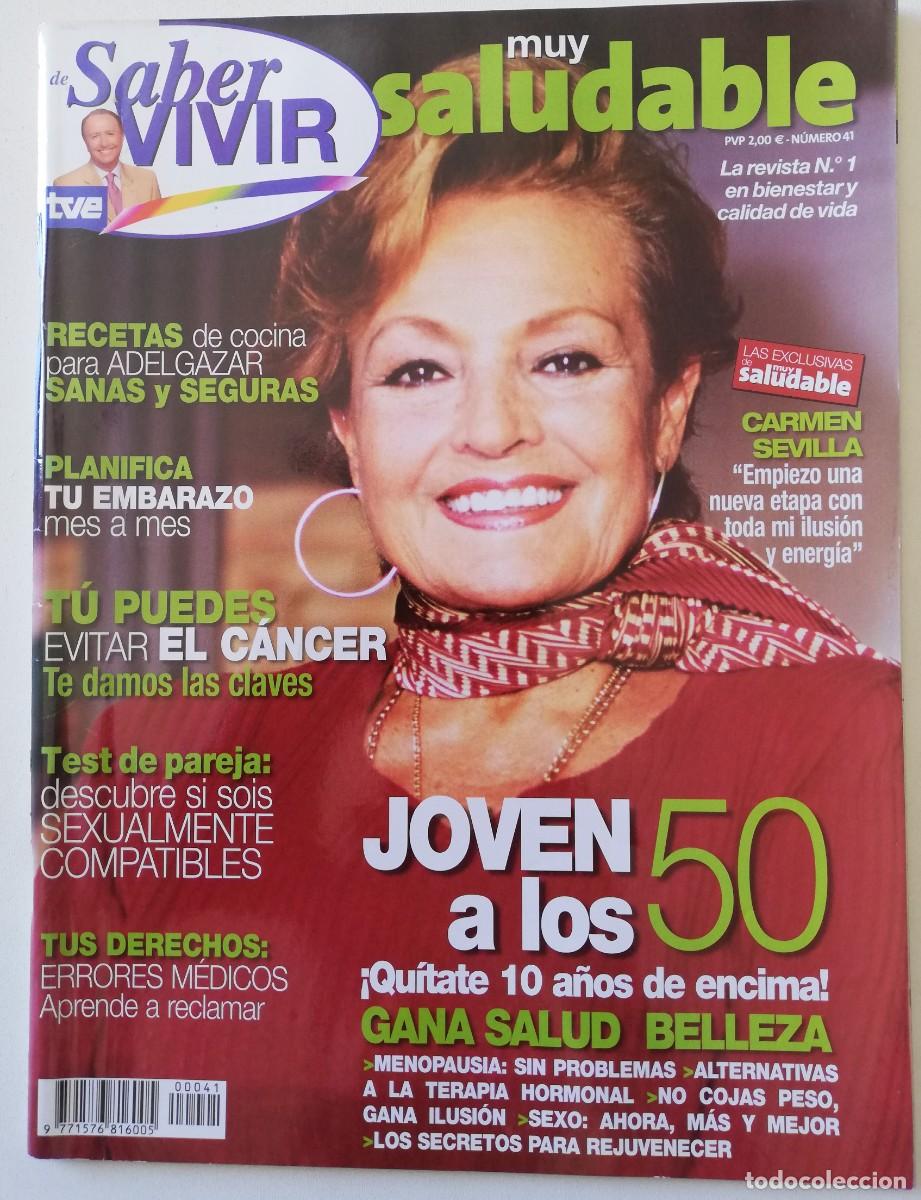 Coleccionismo de Revistas y Peri&oacute;dicos: Revista SABER VIVIR TVE n&ordm; 41 Carmen Sevilla recetas de cocina evitar el c&aacute;ncer errores m&eacute;dicos