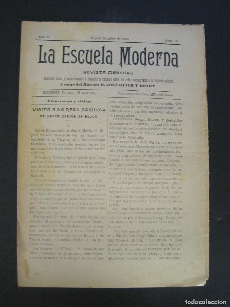 Collection Magazines and Newspapers: LA ESCUELA MODERNA-RIPOLL-NUMERO 13-OCTUBRE 1900-REVISTA ANTIGUA-VER FOTOS-(K-9736)