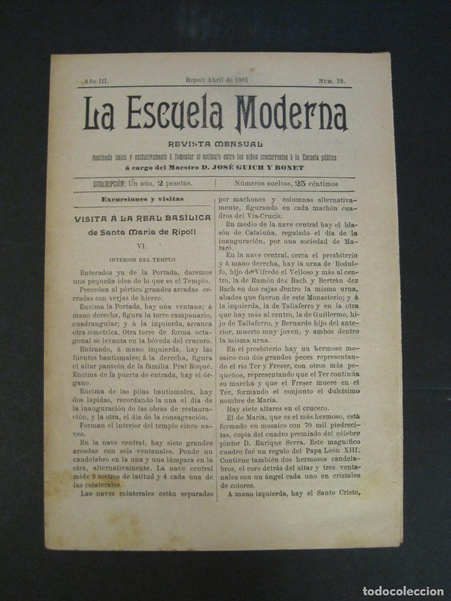 Collection Magazines and Newspapers: LA ESCUELA MODERNA-RIPOLL-NUMERO 19-ABRIL 1901-REVISTA ANTIGUA-VER FOTOS-(K-9739)