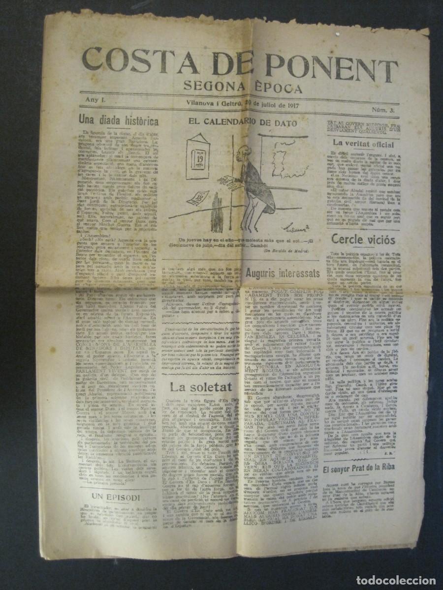 Collection Magazines and Newspapers: VILANOVA I LA GELTRU-COSTA DE PONENT-20 JULIOL 1917-REVISTA ANTIGA-VER FOTOS-(K-9746)