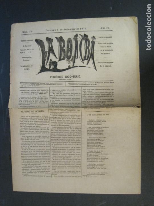 Collection Magazines and Newspapers: LA BOMBA-NUMERO 18-5 DE SEPTIEMBRE DE 1875-PERIODICO ANTIGUO-VER FOTOS-(V-24.210)