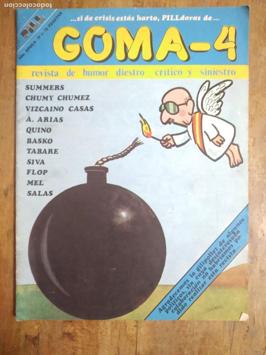 Coleccionismo de revistas y peri&oacute;dicos: GOMA-4 - PILL - REVISTA DE HUMOR DIESTRO, CRITICO Y SINIESTRO - N&ordm; 1 - 1977