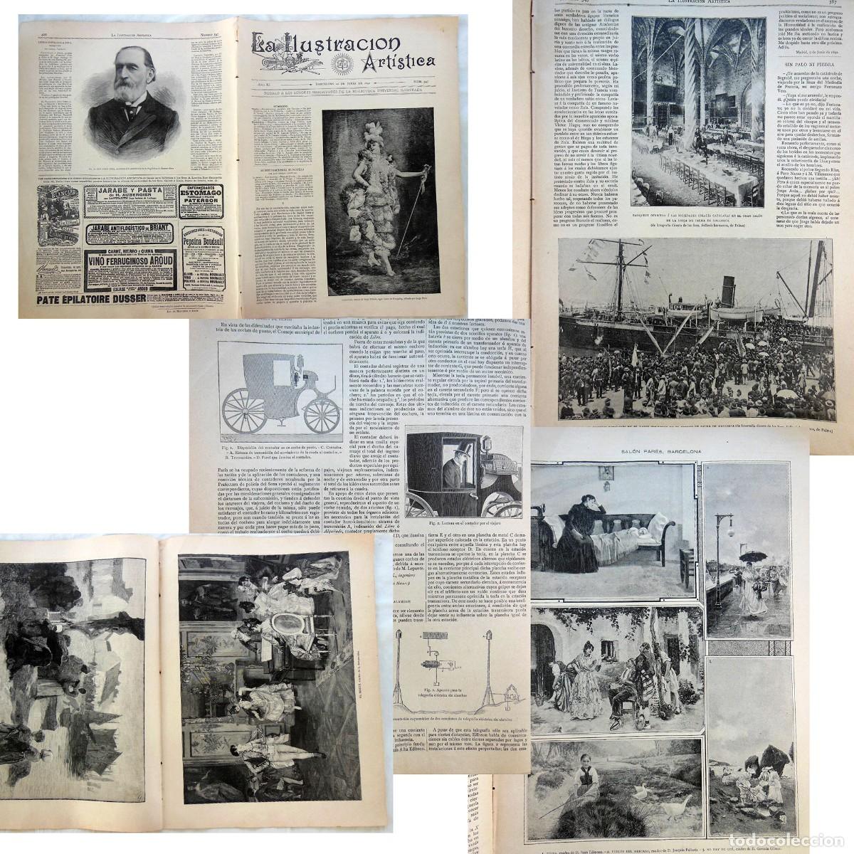 Collezionismo di Riviste e Giornali: LA ILUSTRACI&Oacute;N ART&Iacute;STICA. N&uacute;m 547. 20 junio 1892. Castelar, Sociedades corales catalanas, El minu&eacute;