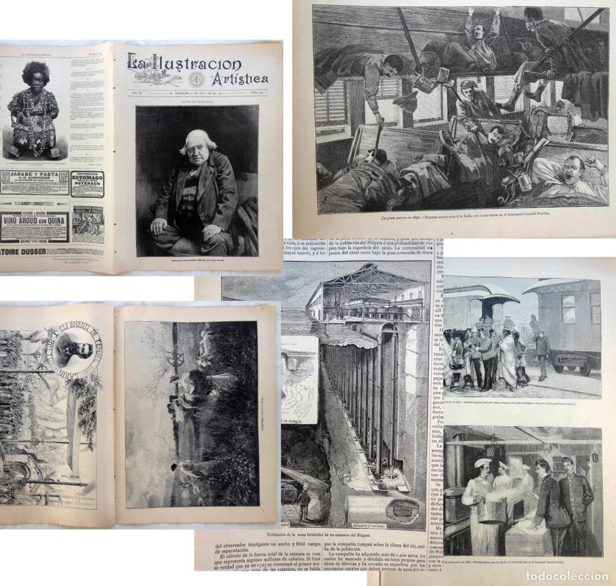 Collezionismo di Riviste e Giornali: LA ILUSTRACI&Oacute;N ART&Iacute;STICA. N&uacute;m 544. 30 mayo 1892. ferrocarril Canad&aacute; Pac&iacute;fico, fuerza hidr&aacute;ulica