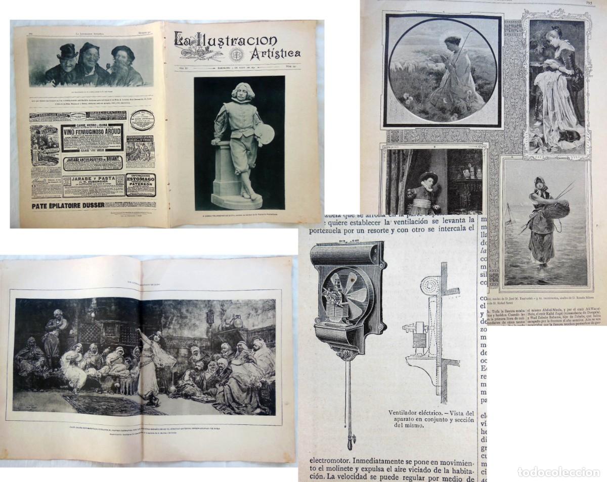 Collezionismo di Riviste e Giornali: LA ILUSTRACI&Oacute;N ART&Iacute;STICA. N&uacute;m 541. 9 mayo 1892. Recuerdos de Per&uacute;, Ventilador el&eacute;ctrico