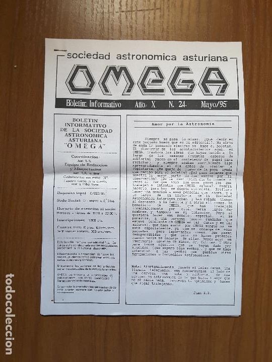 Collectionnisme de Revues et Journaux: Omega 24 - Bolet&iacute;n Sociedad Astron&oacute;mica Asturiana