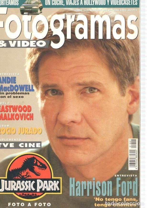 Coleccionismo de Revistas y Peri&oacute;dicos: Fotogramas numero 1801, octubre 1993: Jurassic Park- Harrison Ford- Andie