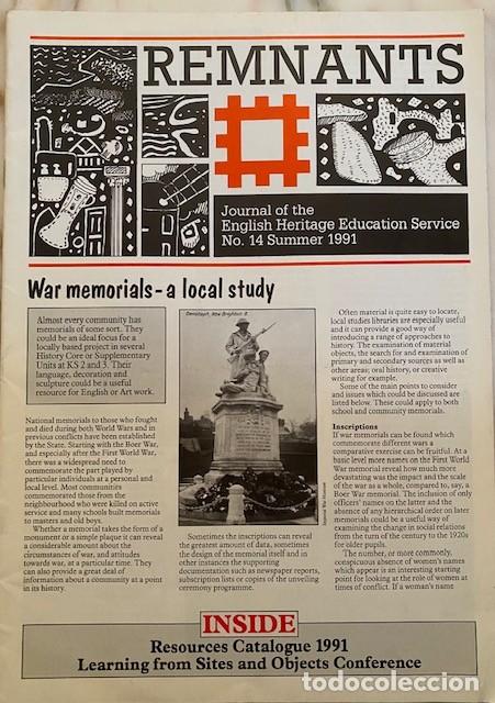 Collection Magazines and Newspapers: REMNANTS N&ordm; 14 - JOURNAL OF THE ENGLISH HERITAGE EDUCATION SERVICE - WAR MEMORIALS - A LOCAL STUDY