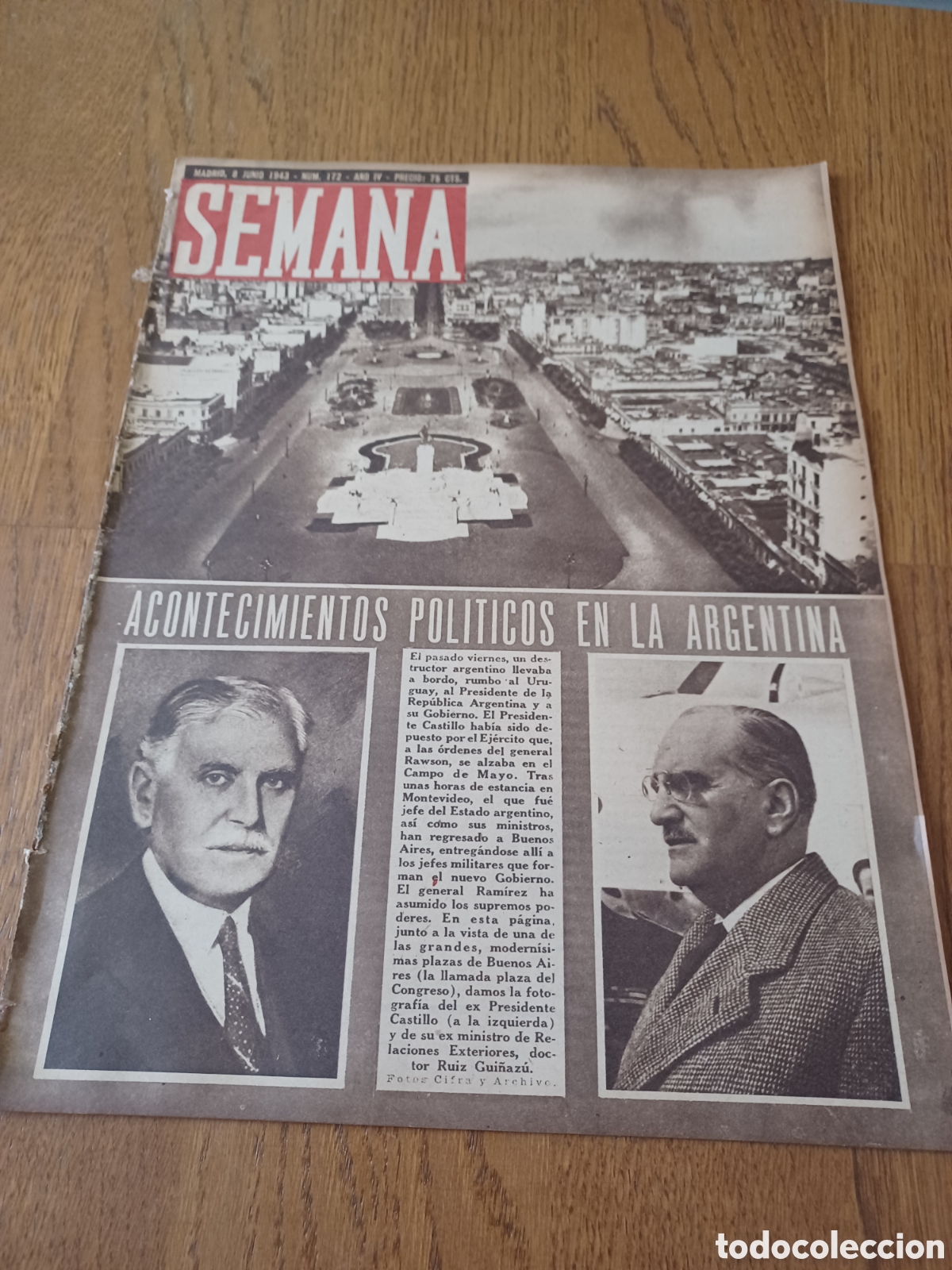 Coleccionismo de Revistas y Peri&oacute;dicos: SEMANA 1943 PROMOCI&Oacute;N DEL GENERALISIMO. BOTADURA DEL ALAVA EN BILBAO ELEONORA DUSE. LENI RIEFENSTAL
