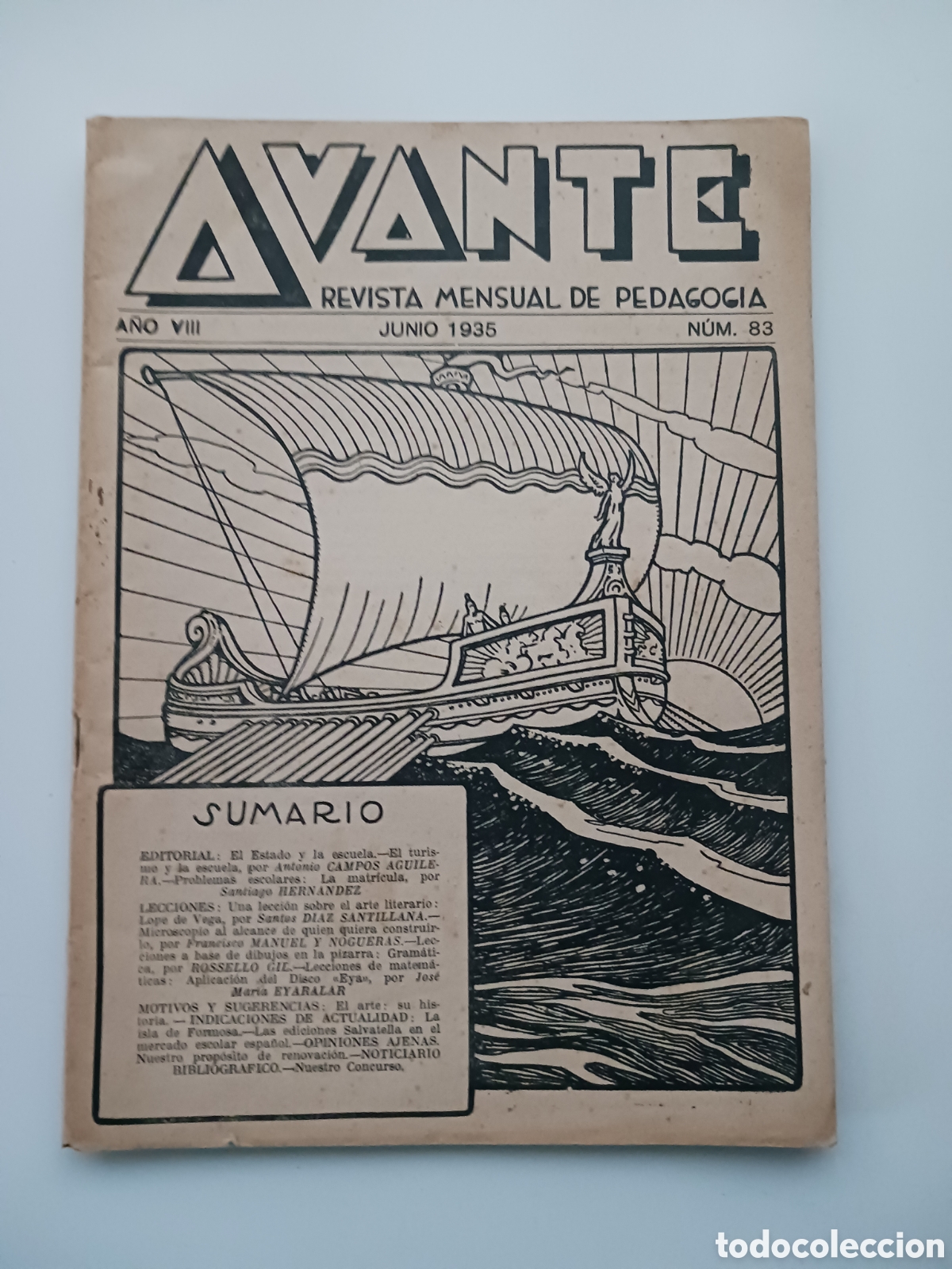 Coleccionismo de revistas y peri&oacute;dicos: Avante revista mensual de pedagog&iacute;a n&uacute;mero 83 junio 1935