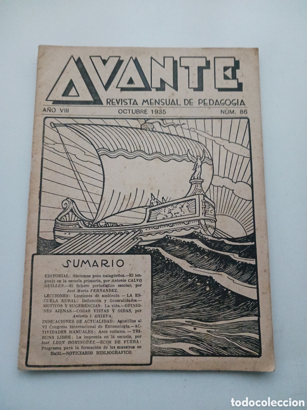 Coleccionismo de revistas y peri&oacute;dicos: Avante revista mensual de pedagog&iacute;a n&uacute;mero 86 octubre 1935