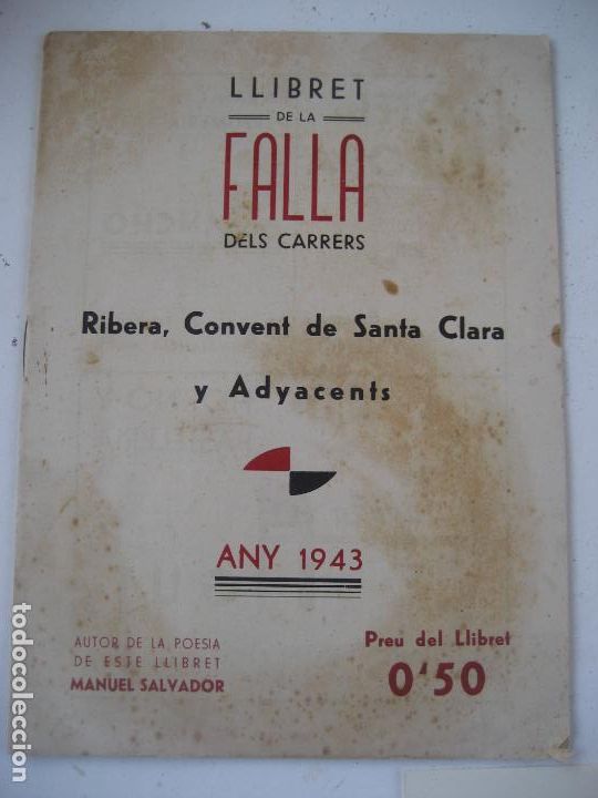 Collectionnisme de Revues et Journaux: Valencia. Fallas. 1943. Carrers Ribera, Convent de Santa Clara y Adyacents.