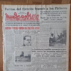 Coleccionismo de Revistas y Periódicos: MUNDO OBRERO 7 JUNIO 1938 GOBIERNO Y PUEBLO FORMAN UNA PODEROSA UNIDAD