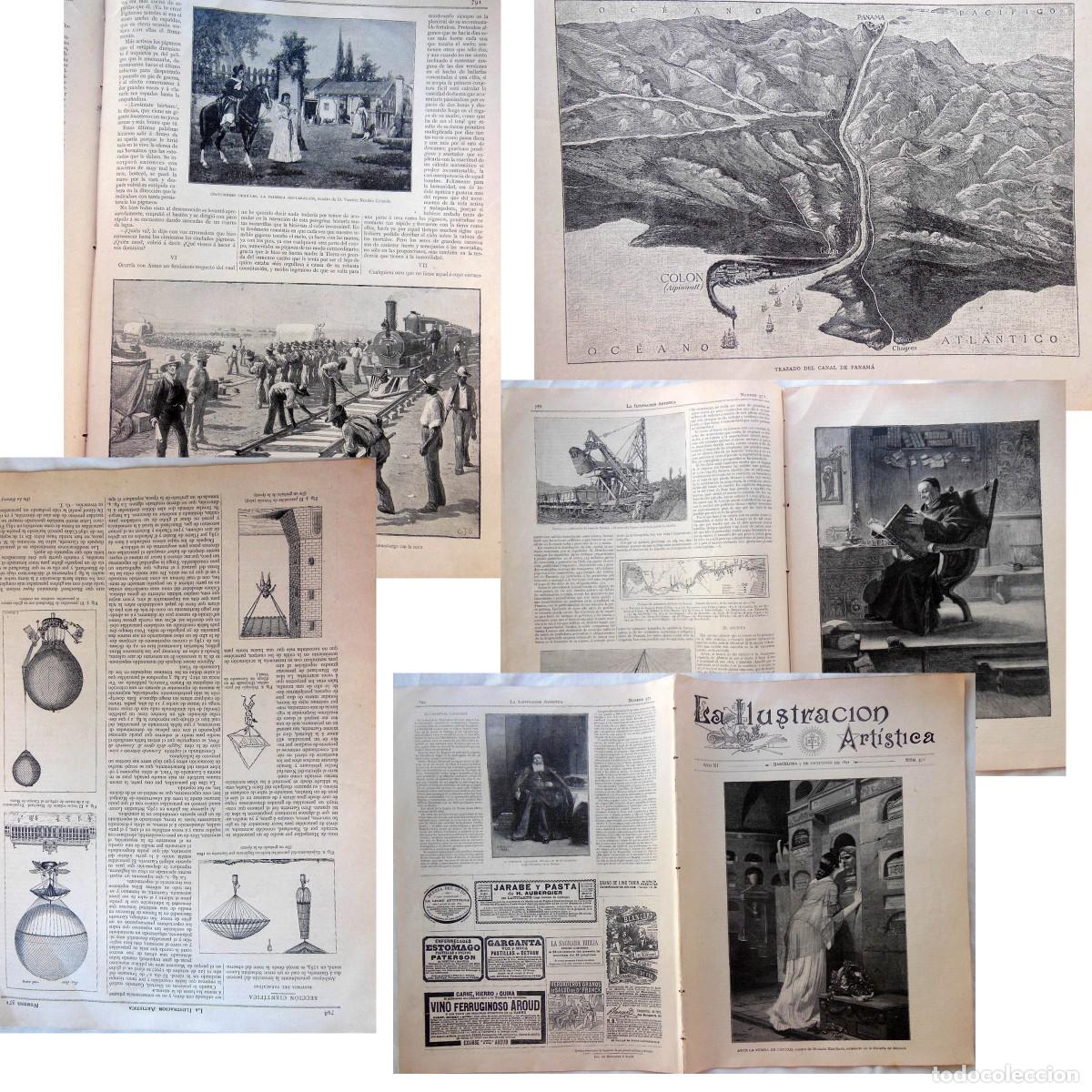 Coleccionismo de revistas y peri&oacute;dicos: LA ILUSTRACI&Oacute;N ART&Iacute;STICA N&uacute;m 571, 5 diciembre 1892. El Canal de Panam&aacute;, ferrocarril del Transvaal