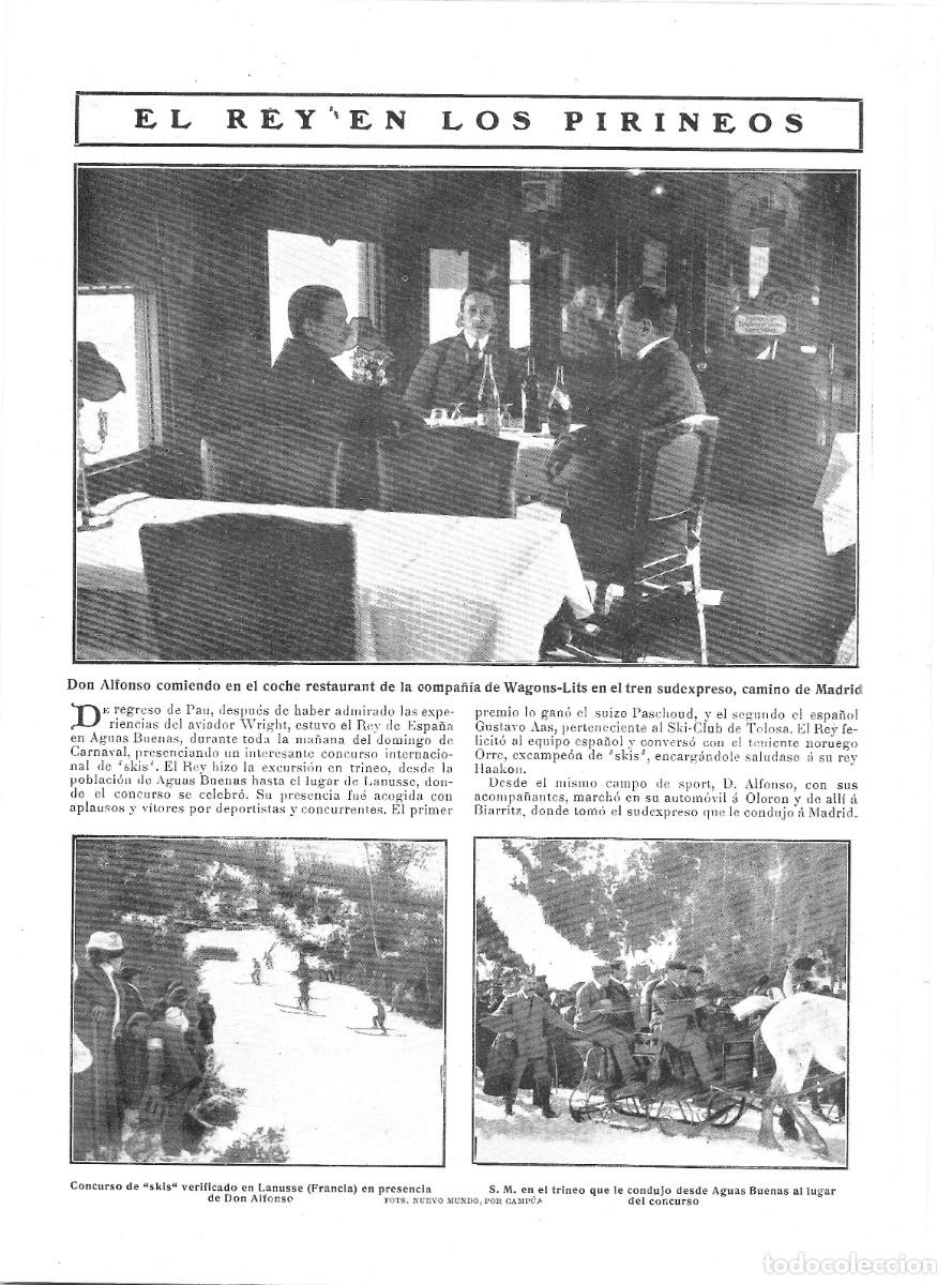 Coleccionismo de Revistas y Peri&oacute;dicos: 1909 HOJA REVISTA REY PIRINEOS AGUAS BUENAS EAUX BONNES ALFONSO XIII SKI TRINEO TREN WAGONS-LITS