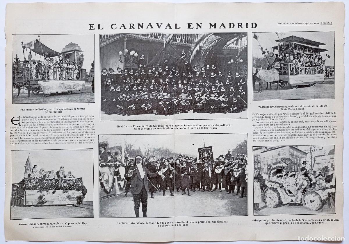 Coleccionismo de Revistas y Peri&oacute;dicos: 1909 HOJAS REVISTA MADRID CARNAVAL CARROZAS, TUNA UNIV., ESTUDIANTINA, CENTRO FILARM&Oacute;NICO DE C&Oacute;RDOBA
