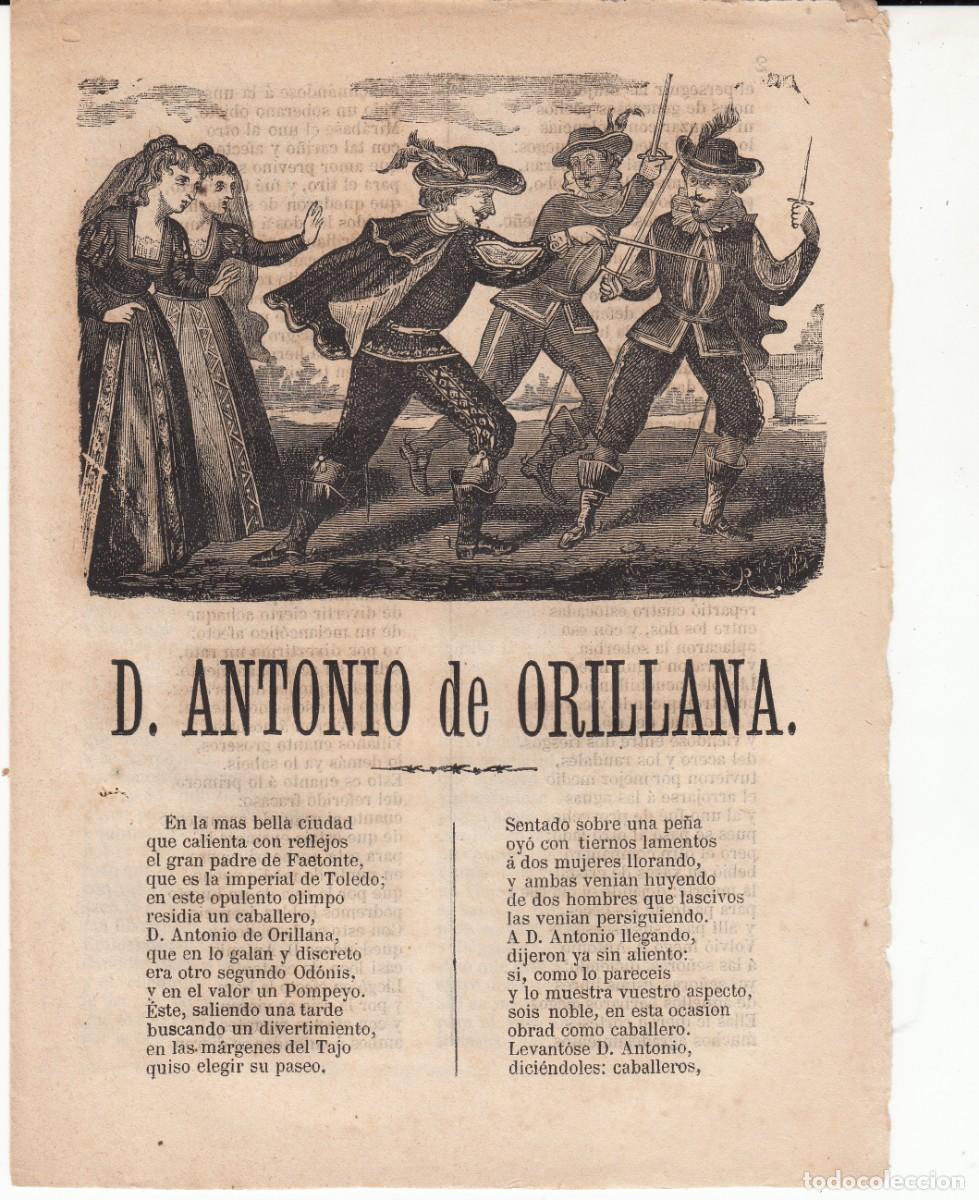 Coleccionismo de revistas y peri&oacute;dicos: PLIEGO DE CORDEL - ROMAN&Ccedil;OS - D. ANTONIO DE ORILLANA - BARCELONA 1869
