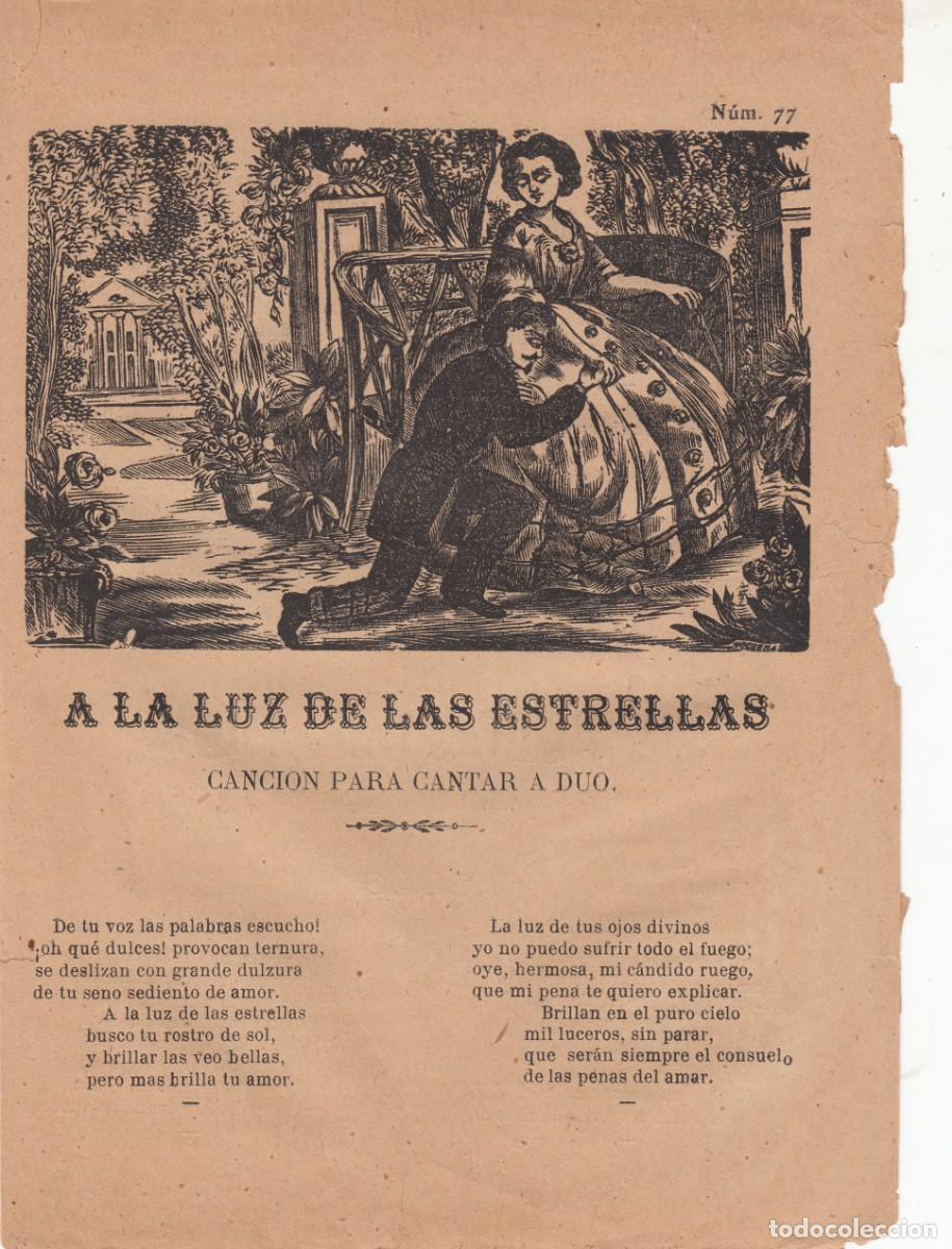 Coleccionismo de revistas y peri&oacute;dicos: PLIEGO CORDEL - ROMAN&Ccedil;OS A LA LUZ DE LAS ESTRELLAS - BARCELONA SIGLO XIX