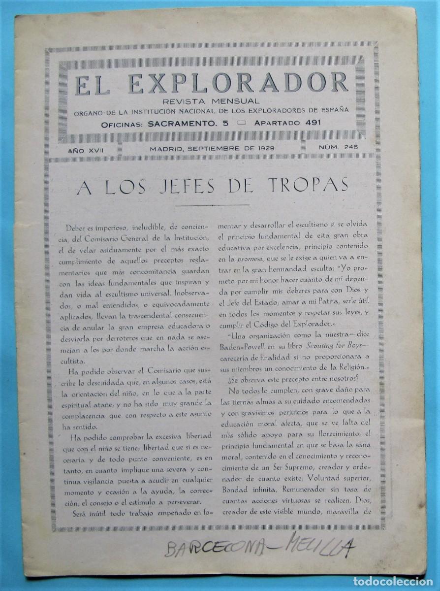 Collectionnisme de Revues et Journaux: EL EXPLORADOR. REVISTA BOY SCOUTS. A&Ntilde;O XVII, N&ordm; 246. SEPTIEMBRE 1929.