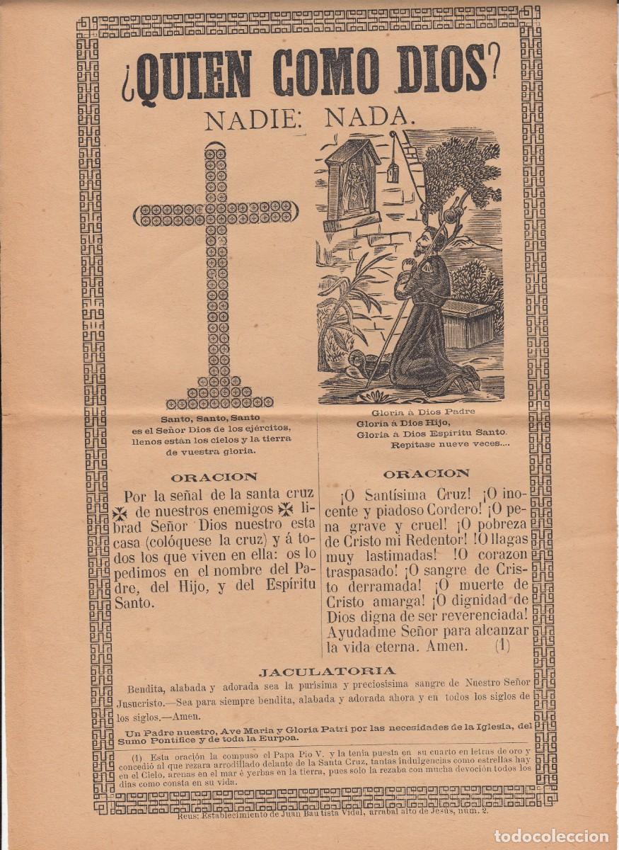 Coleccionismo de revistas y peri&oacute;dicos: QUIEN COMO DIOS ? NADIE:NADA --ORACI&Oacute;N-- REUS SIGLO XIX