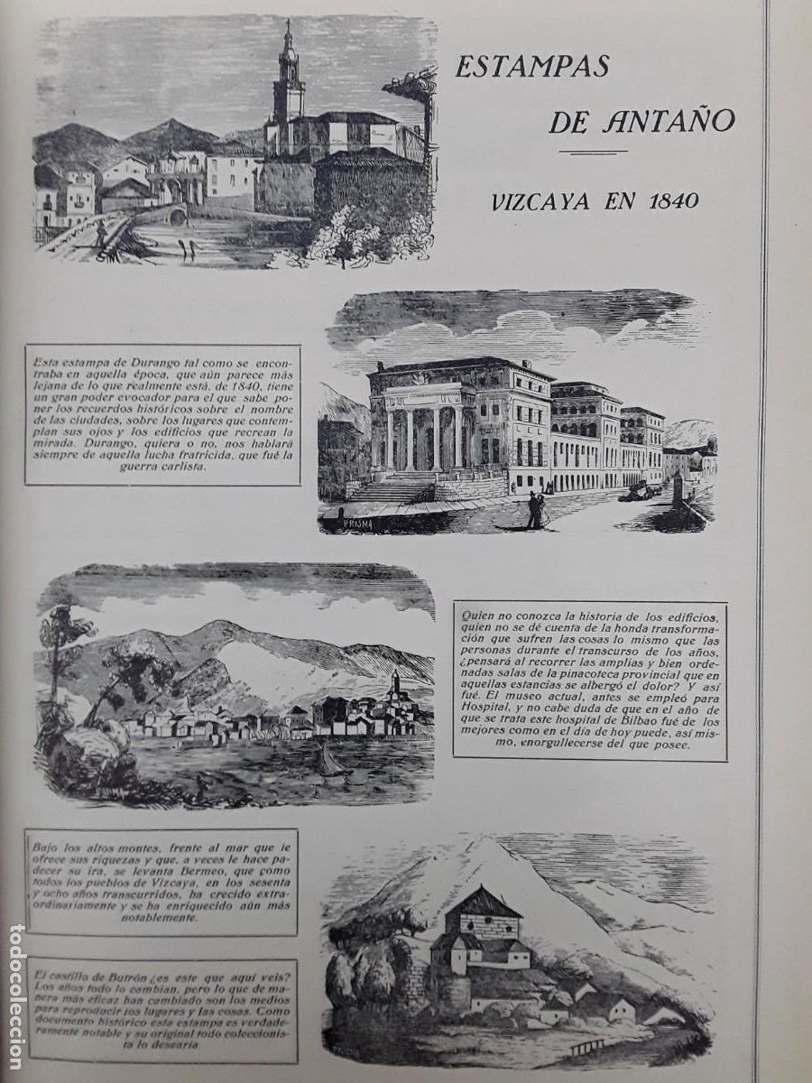 Collezionismo di Riviste e Giornali: ESTAMPAS ANTA&Ntilde;O VIZCAYA EN 1840 DURANGO HOSPITAL BILBAO BERMEO CASTILLO BUTRON HOJA A&Ntilde;O 1928