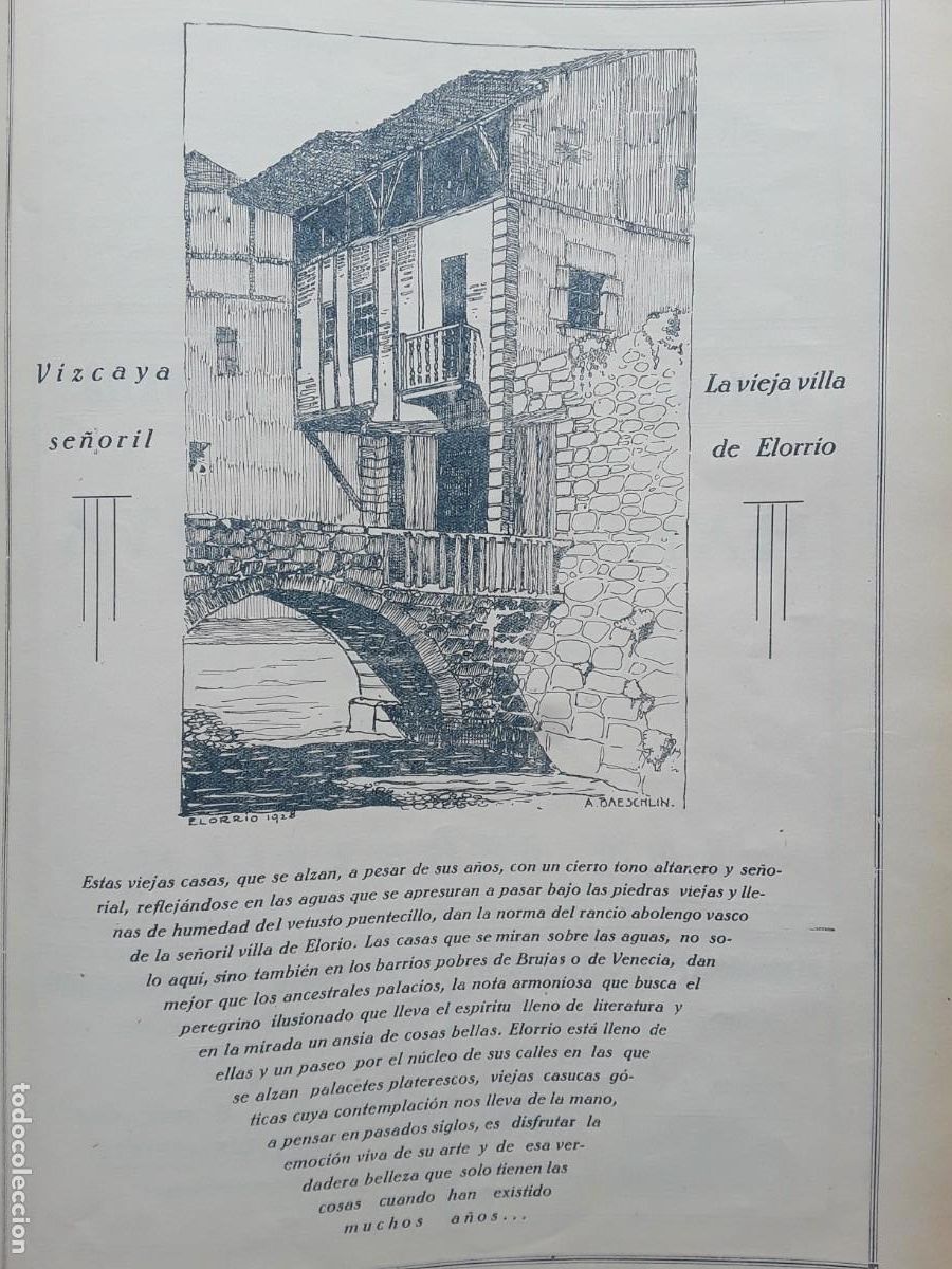 Collection Magazines and Newspapers: LA VIEJA VILLA DE ELORRIO.VIZCAYA SE&Ntilde;ORIAL HOJA A&Ntilde;O 1928