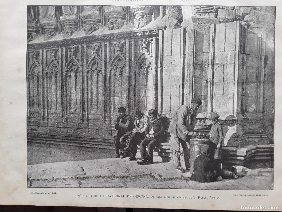 Coleccionismo de revistas y peri&oacute;dicos: PORTICO DE LA CATEDRAL DE GERONA HOJA A&Ntilde;O 1891